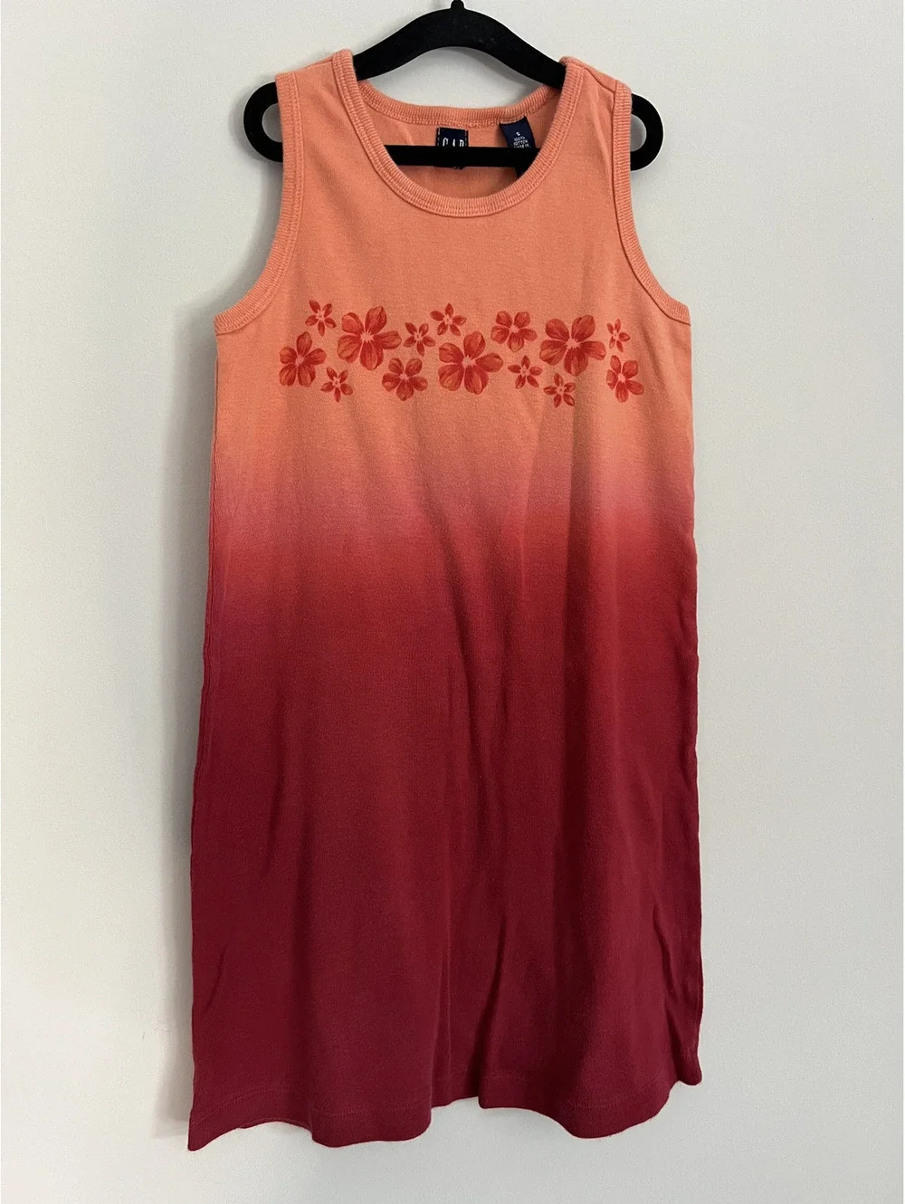 Vintage Y2K Girls Gap Orange Red Ombré Floral Detail Dress